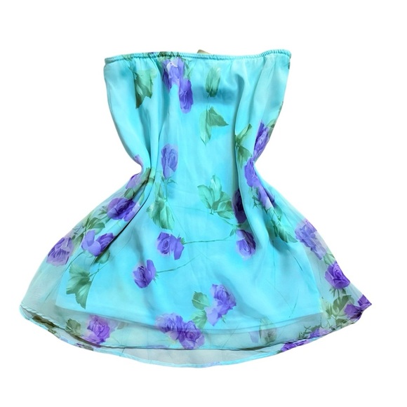 American Vintage Dresses & Skirts - Vintage Blue Floral Midi Skirt - Size 7/8 (Best fits Small)